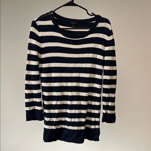 Ann Taylor Navy and White Striped Sweater w/Shoulder Zips
